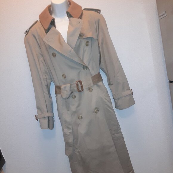 Khaki Tan Lined Camel Hair Over Coat / Trench * Evan-Picone * Details * Sz 10? - Picture 13 of 14